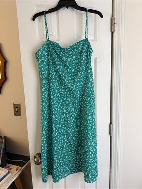 Avantlook Teal Green Floral Midi Slip Dress